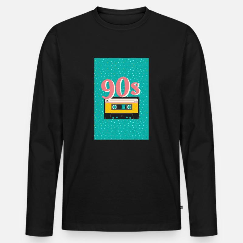 Kind der 90er - Männer Premium Bio Langarmshirt - Schwarz