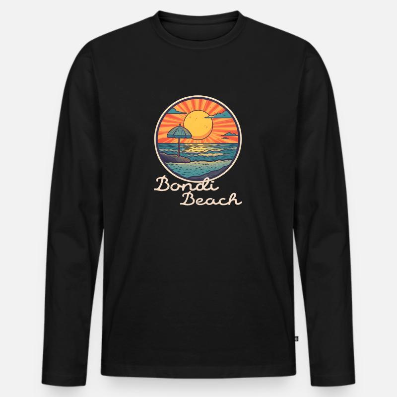 Bondi Beach - Männer Premium Bio Langarmshirt - Schwarz