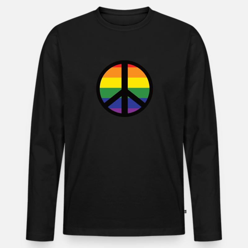Friedenszeichen Peace LGBT - Männer Premium Bio Langarmshirt - Schwarz