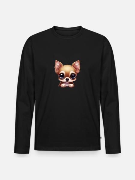 Charming Chihuahua Portrait - Men's Premium Organic Long Sleeve Shirt - black