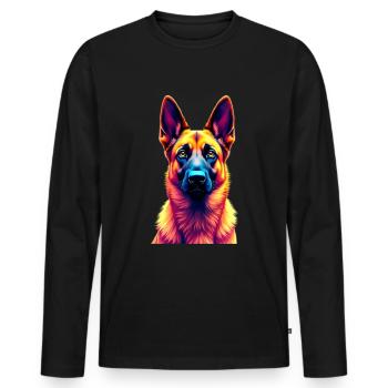 Deutscher Schäferhund Hund Herrchen Geschenkidee - Männer Premium Bio Langarmshirt - Schwarz - Vorne - Nico (187cm)