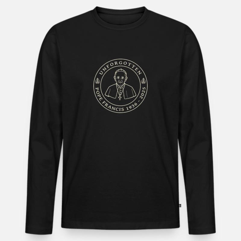 Papst Franziskus - Männer Premium Bio Langarmshirt - Schwarz