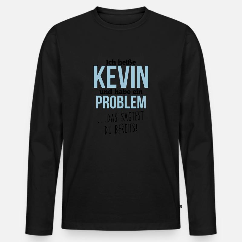 Kevin + Problem - Männer Premium Bio Langarmshirt - Schwarz