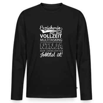 Ninja Erzieherin - Männer Premium Bio Langarmshirt - Schwarz - Vorne - Nico (187cm)