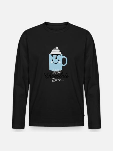 Funny cute mug with i love hot chocolate with - Men's Premium Organic Long Sleeve Shirt - black