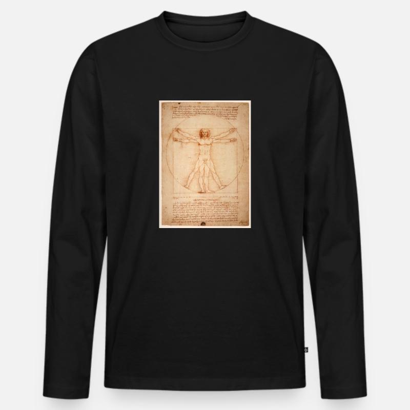 leonardo da vinci human - Männer Premium Bio Langarmshirt - Schwarz