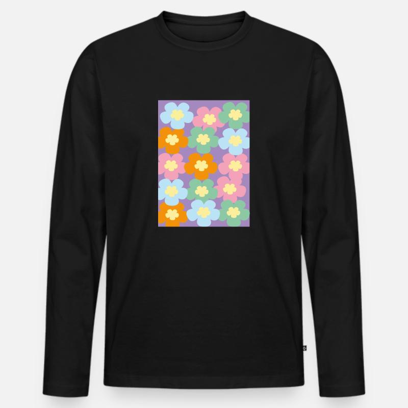 Flowerpower - Männer Premium Bio Langarmshirt - Schwarz