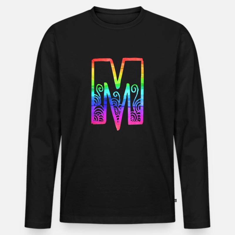 regenbogen m - Männer Premium Bio Langarmshirt - Schwarz
