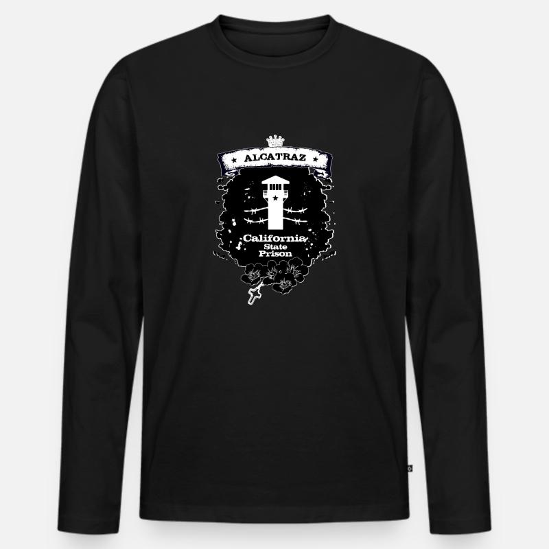 Alcatraz - Männer Premium Bio Langarmshirt - Schwarz