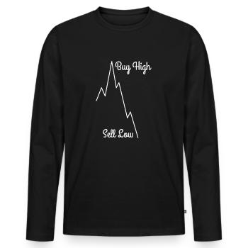Buy the FKN Dip Financial Meme Finance Exchange - Men's Premium Organic Long Sleeve Shirt - black - Front - Nico (187cm)