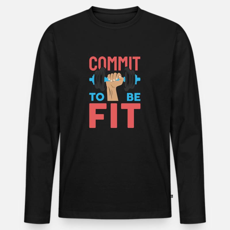 commit to be fit - Männer Premium Bio Langarmshirt - Schwarz
