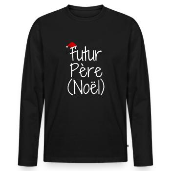 Futur père noël cadeau futur papa - T-shirt manches longues Premium bio Homme - noir - Devant - Nico (187cm)