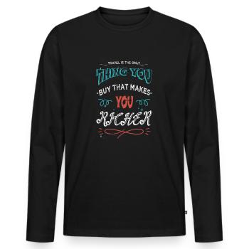 travel bug camping partner birthday present idea - Männer Premium Bio Langarmshirt - Schwarz - Vorne - Nico (187cm)