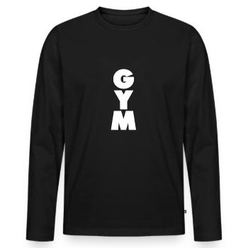 GYM SPORT MUSKELN weiss - Männer Premium Bio Langarmshirt - Schwarz - Vorne - Nico (187cm)