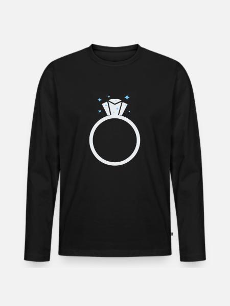 Diamond Wedding ring - Men's Premium Organic Long Sleeve Shirt - black