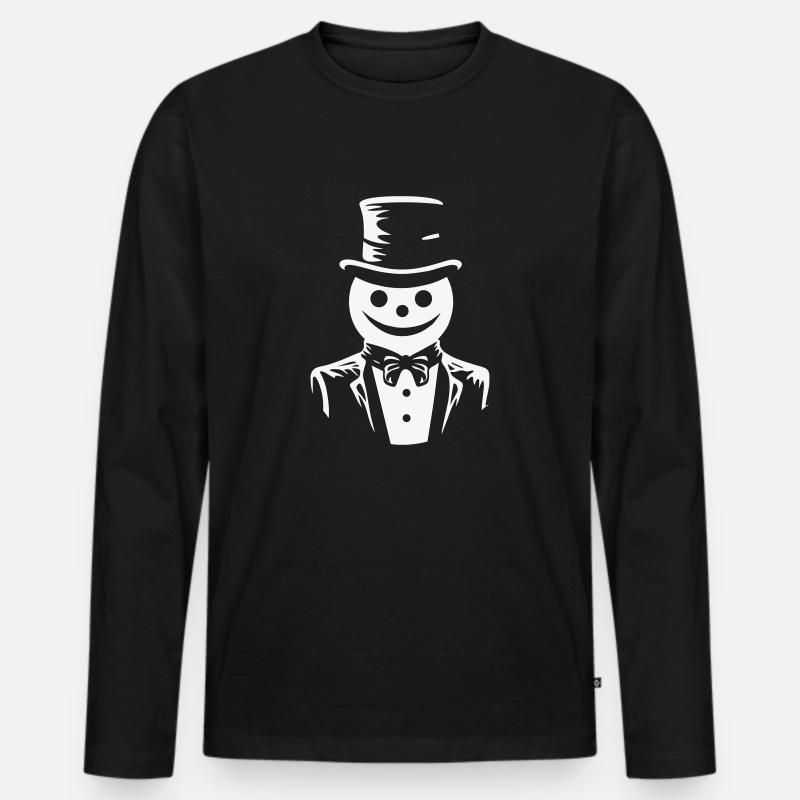 Schneemann Dapper Delight - Männer Premium Bio Langarmshirt - Schwarz
