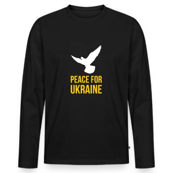PEACE FOR UKRAINE with dove of peace - Men's Premium Organic Long Sleeve Shirt - black - Front - Nico (187cm)