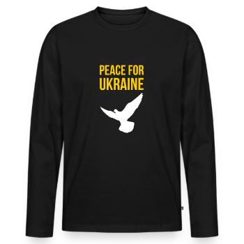 PEACE FOR UKRAINE Dove of Peace - Men's Premium Organic Long Sleeve Shirt - black - Front - Nico (187cm)
