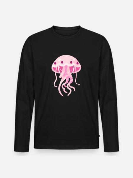 Méduse rose - T-shirt manches longues Premium bio Homme - noir