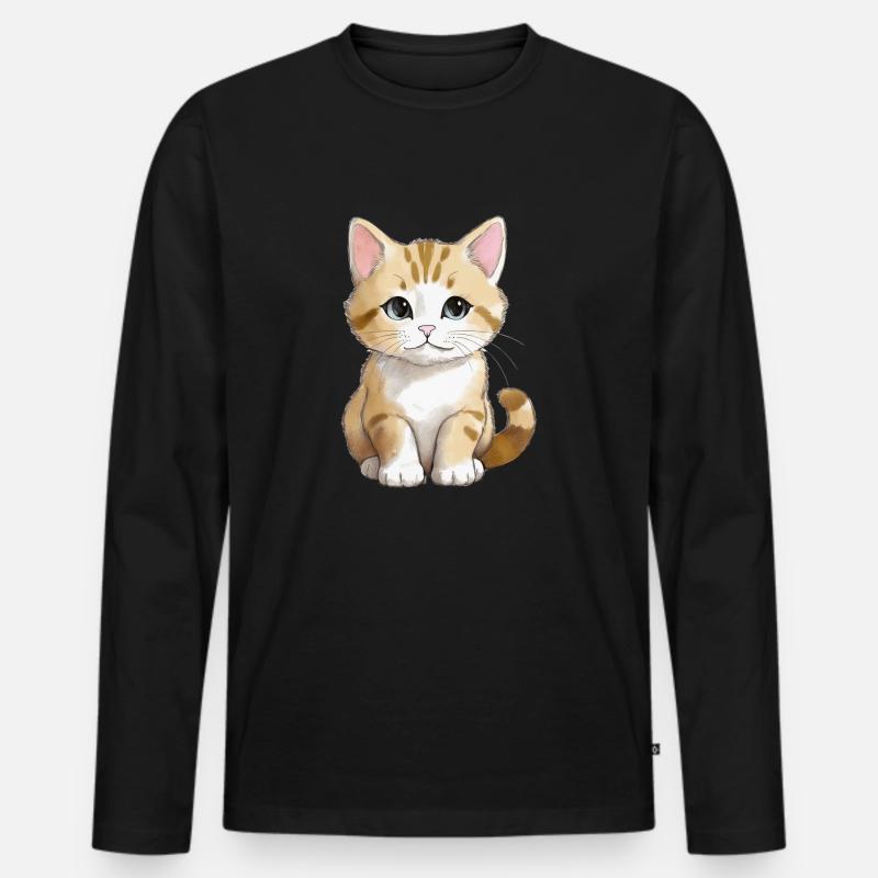 Sitting Cat - Männer Premium Bio Langarmshirt - Schwarz