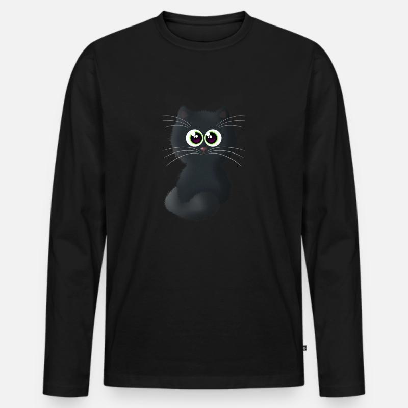 Katze - Männer Premium Bio Langarmshirt - Schwarz