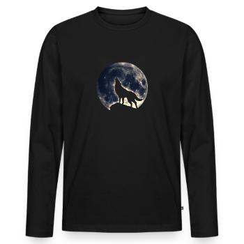 Wolf Mond - Männer Premium Bio Langarmshirt - Schwarz - Vorne - Nico (187cm)