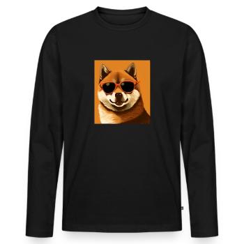 Akita Inu Cool - Akita Inu Dog - Men's Premium Organic Long Sleeve Shirt - black - Front - Nico (187cm)