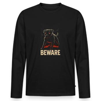 Attention au chien - Chien sauvage dangereux - T-shirt manches longues Premium bio Homme - noir - Devant - Nico (187cm)