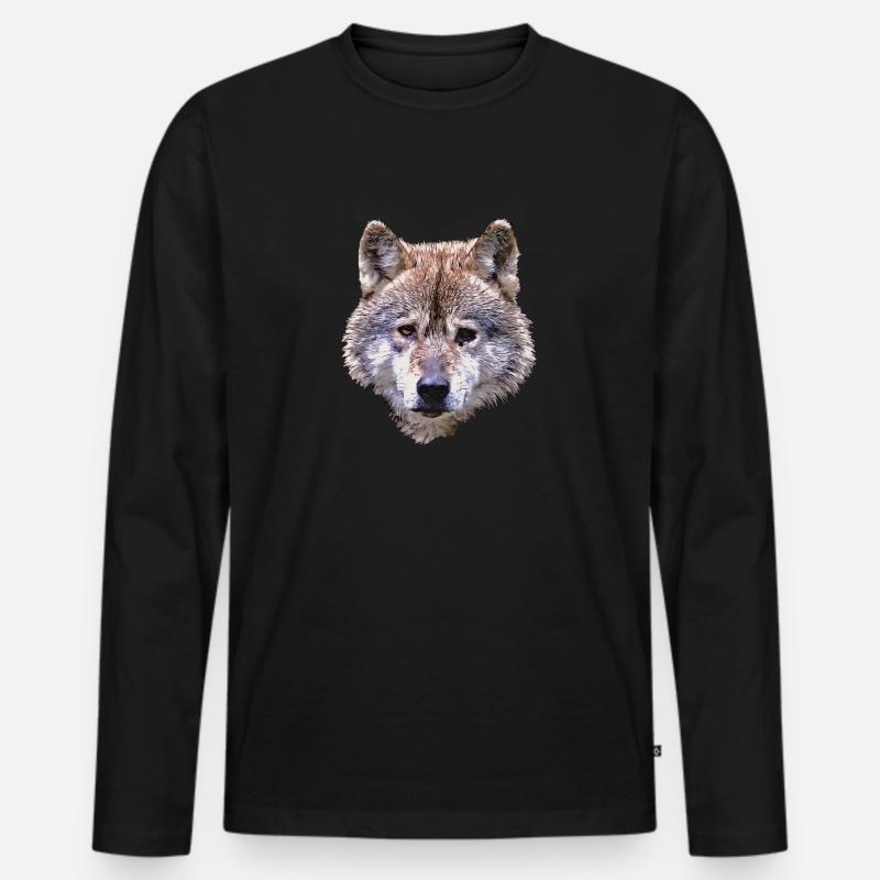 BERIX WOLF Head - Men's Premium Organic Long Sleeve Shirt - black