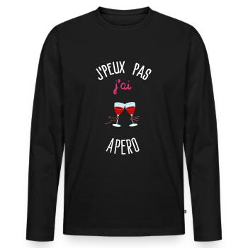 Ich kann keinen Aperitif haben - Männer Premium Bio Langarmshirt - Schwarz - Vorne - Nico (187cm)