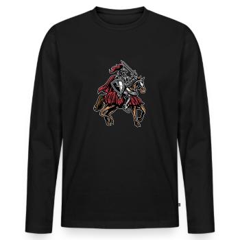 Ritter auf Pferd - Männer Premium Bio Langarmshirt - Schwarz - Vorne - Nico (187cm)