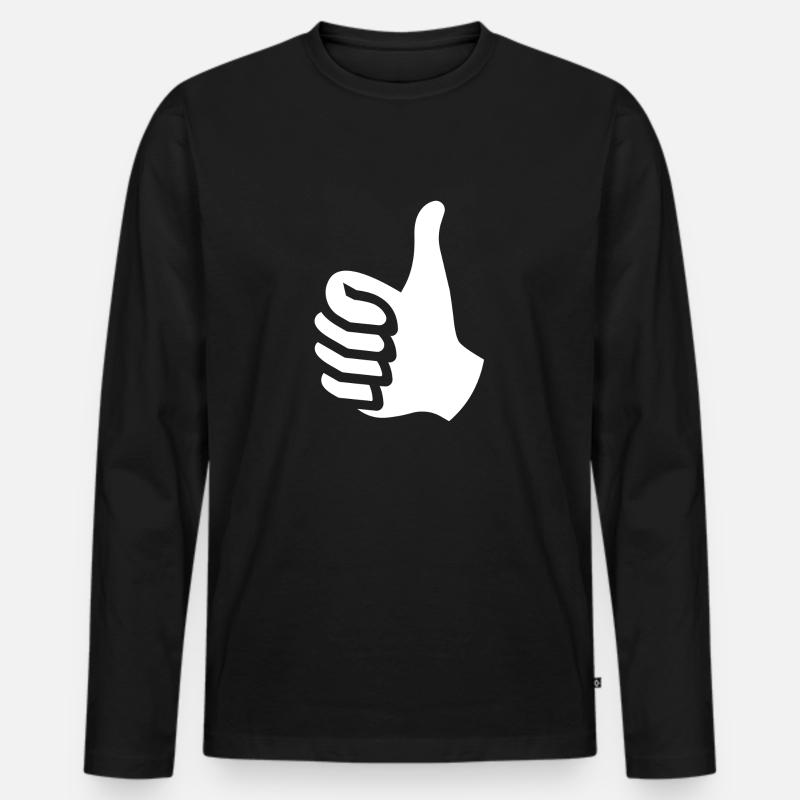 Daumen Hoch - Männer Premium Bio Langarmshirt - Schwarz
