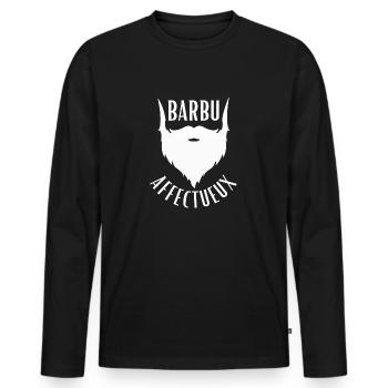 barbu affectueux cadeau homme barbu anniversaire - T-shirt manches longues Premium bio Homme - noir - Devant - Nico (187cm)