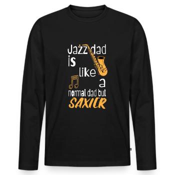 Jazz dad est comme un papa normal mais saxier - T-shirt manches longues Premium bio Homme - noir - Devant - Nico (187cm)