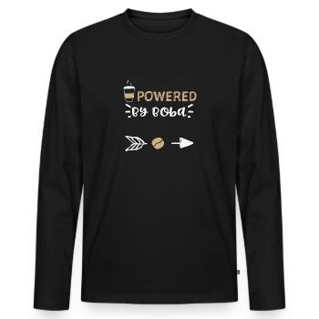 Powered By Boba - Coffee - Men's Premium Organic Long Sleeve Shirt - black - Front - Nico (187cm)