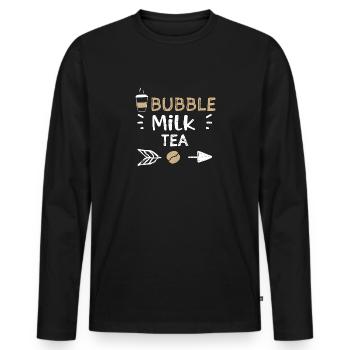 Bubble Milk Tea - Coffee - Men's Premium Organic Long Sleeve Shirt - black - Front - Nico (187cm)