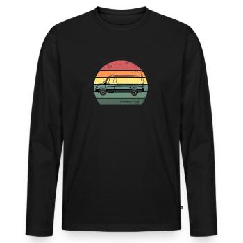Camper Van, Kastenwagen, Wohnmobil - Männer Premium Bio Langarmshirt - Schwarz - Vorne - Nico (187cm)