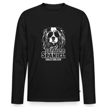 CAVALIER KING CHARLES SPANIEL coolest dog ever - Männer Premium Bio Langarmshirt - Schwarz - Vorne - Nico (187cm)