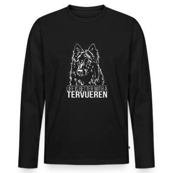 TERVUEREN Life is better Hunde Spruch Wilsigns - Men's Premium Organic Long Sleeve Shirt - black - Front - Nico (187cm)