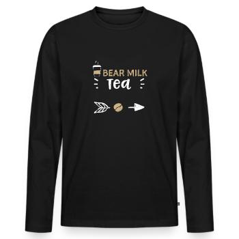 Bear Milk Tea - Coffee - Men's Premium Organic Long Sleeve Shirt - black - Front - Nico (187cm)