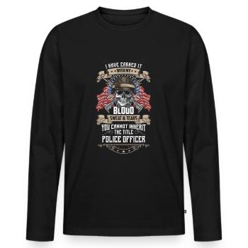 Police Application de la loi Uniforme de policière - T-shirt manches longues Premium bio Homme - noir - Devant - Nico (187cm)