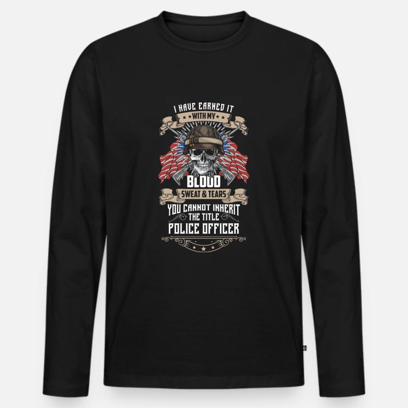 Polizei Gesetzeshüter Polizistin Uniform - Männer Premium Bio Langarmshirt - Schwarz