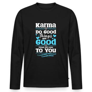 Fate Living Positively - Men's Premium Organic Long Sleeve Shirt - black - Front - Nico (187cm)