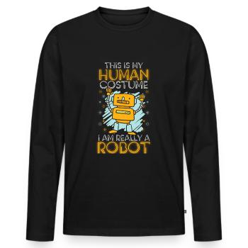 Android Gear Cyborg Tin Camarade - T-shirt manches longues Premium bio Homme - noir - Devant - Nico (187cm)