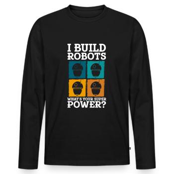 Android Electrique Cyborg - T-shirt manches longues Premium bio Homme - noir - Devant - Nico (187cm)
