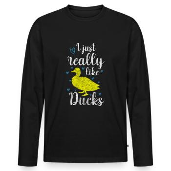 Duck Quack Nature - Men's Premium Organic Long Sleeve Shirt - black - Front - Nico (187cm)