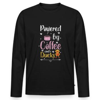 Ducks Animal Flying Duck Nature - Men's Premium Organic Long Sleeve Shirt - black - Front - Nico (187cm)