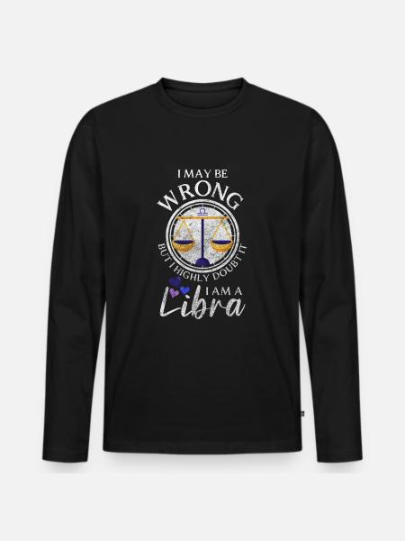Libra October Star - Men's Premium Organic Long Sleeve Shirt - black