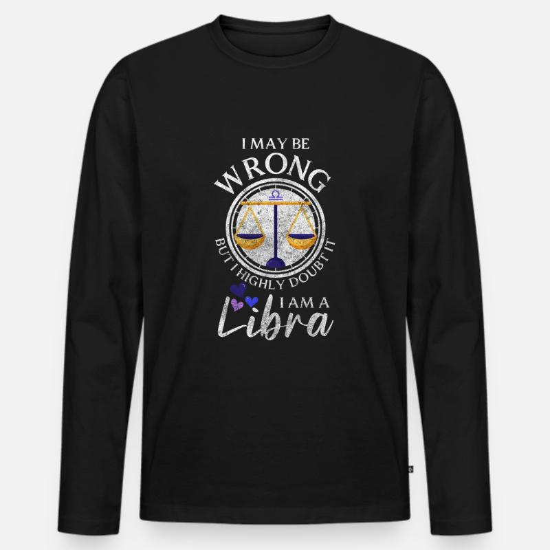 Libra October Star - Men's Premium Organic Long Sleeve Shirt - black