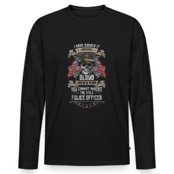 Policier, Policier, Sirène - T-shirt manches longues Premium bio Homme - noir - Devant - Nico (187cm)